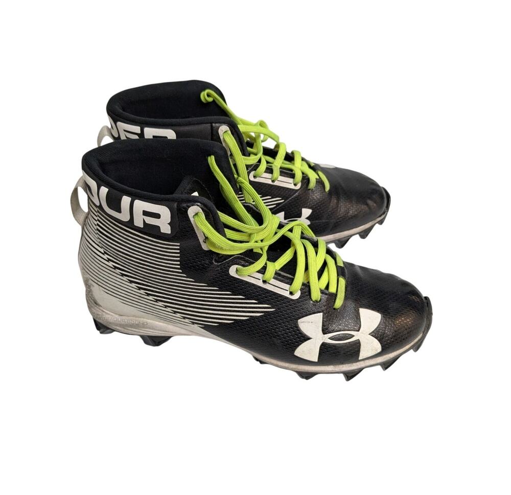 Under Armour Football Cleats UA Hammer Mid RM Black White Neon US Men's Size 6.5